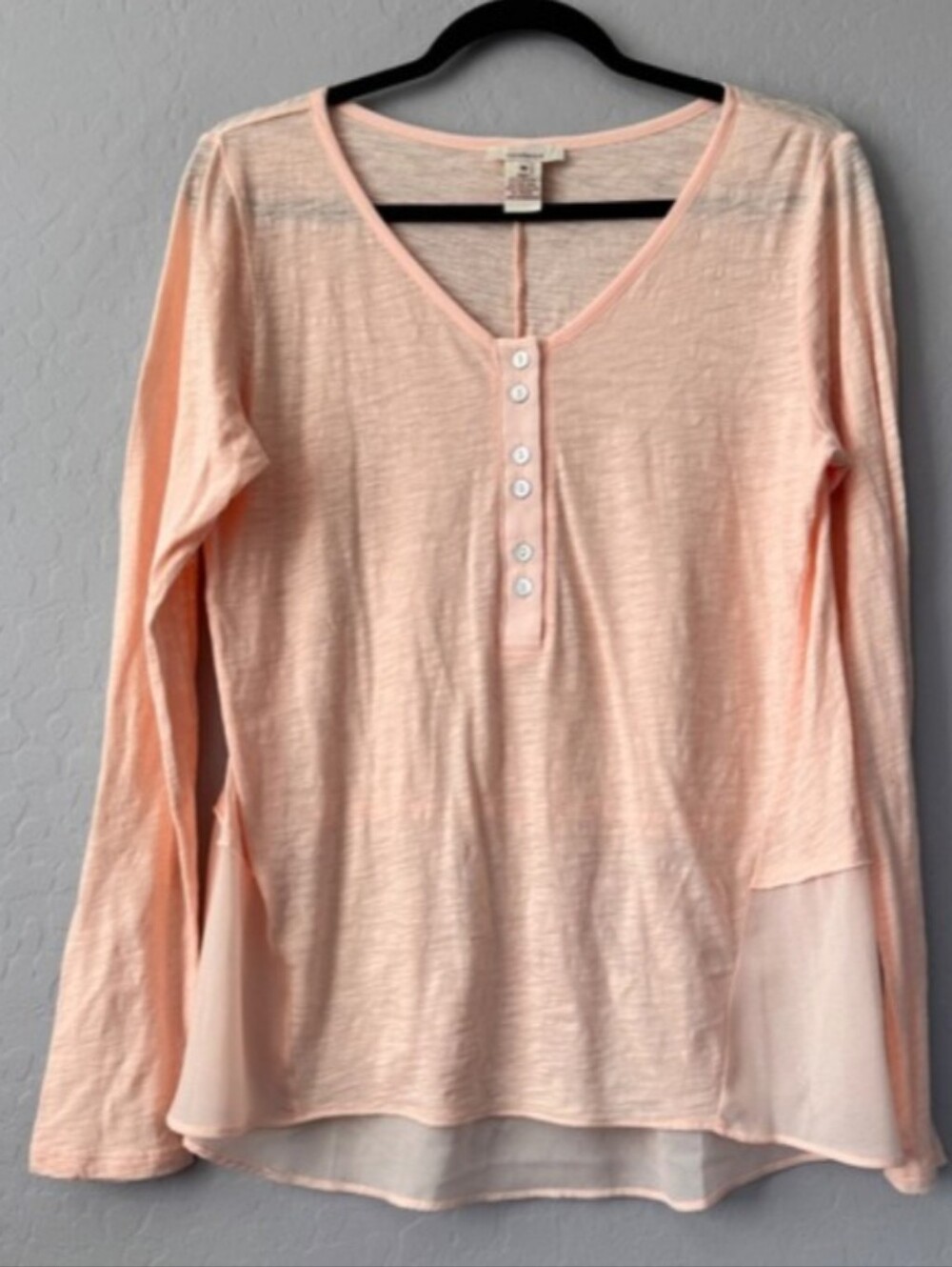 Sundance Long Sleeve Button Down Top Shirt Women's Medium Peach Casual